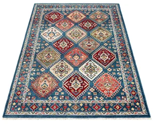 Prostokątny niebieski dywan w geometryczne wzory M0-P11 - Dywany - miniaturka - grafika 1