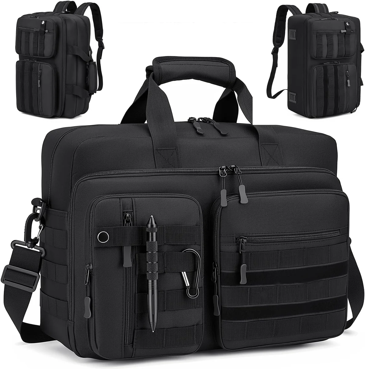 TORBA NA LAPTOPA 17.3' TAKTYCZNA MĘSKA AKTÓWKA 3 W 1 NYLON 900D CZARNA