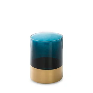 ŚWIECZNIK OZDOBNY SZKŁO 15X20 TURKUS ZŁOTY - Świeczniki - miniaturka - grafika 1