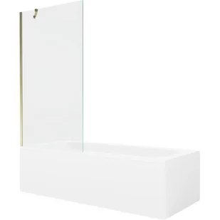 Mexen Vega wanna prostokątna 180 x 80 cm z obudową i parawanem 1-skrzydłowym 90 cm, transparent, złoty - Wanny - miniaturka - grafika 1