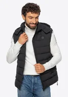 Garnitury - Męska kamizelka puchowa z kapturem czarna - miniaturka - grafika 1