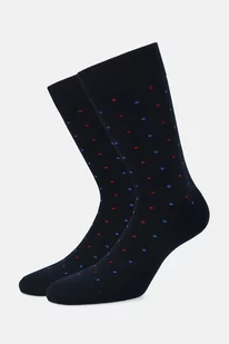 Skarpety Granatowe w Niebiesko-Czerwone Kropki - Skarpetki męskie - miniaturka - grafika 1