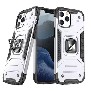 Wozinsky Ring Armor pancerne hybrydowe etui pokrowiec + magnetyczny uchwyt iPhone 13 srebrny - Etui i futerały do telefonów - miniaturka - grafika 1