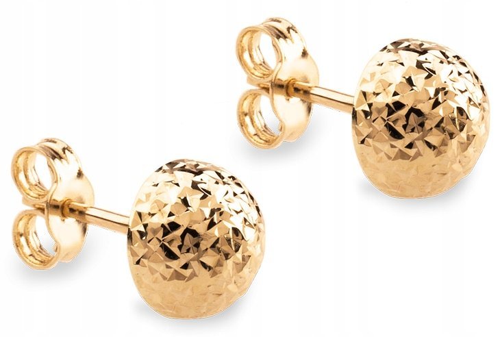 ZŁOTE KOLCZYKI PÓŁKULKI DIAMENTOWANE 14KT 585 5 mm