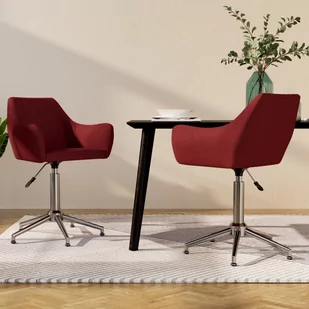 shumee Obrotowe krzesła stołowe 2 szt. winna czerwień obite tkaniną - Krzesła - miniaturka - grafika 1