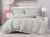 Pościel - Cotton World Pościel falbana 200x220 4cz FFB2597 szara - miniaturka - grafika 1