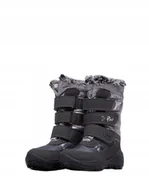 Śniegowce damskie - Twisty Śniegowce Szare Ze Skórą Na Rzepy Dziewczęce 26 J1A - miniaturka - grafika 1