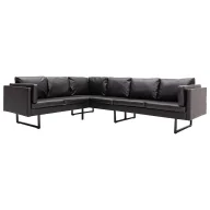 Narożniki - 7-osobowa czarna sofa narożna z ekoskóry - Lordis 2X - miniaturka - grafika 1