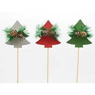 Ozdoby bożonarodzeniowe - Choinka z gałązką i szyszkami na piku 32,5 x 7 cm czerwony / zielony / szary - miniaturka - grafika 1