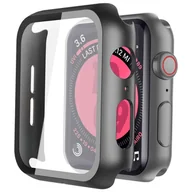 Akcesoria do smartwatchy - Etui obudowa 2w1 Alogy nakładka ze szkłem do Apple Watch 4/5/6/SE 44mm Czarna - miniaturka - grafika 1