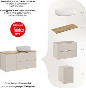 Zestaw meblowy 120cm z blatem i umywalką nablatową Smile - Meble łazienkowe - miniaturka - grafika 1