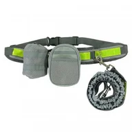 Pozostałe akcesoria dla psów - Pas biodrowy do biegania, z amortyzowaną smyczą, szary, M, pasek dł. 80-104cm, saszetka 10x5x13cm, smycz dł.145-200 cm - miniaturka - grafika 1