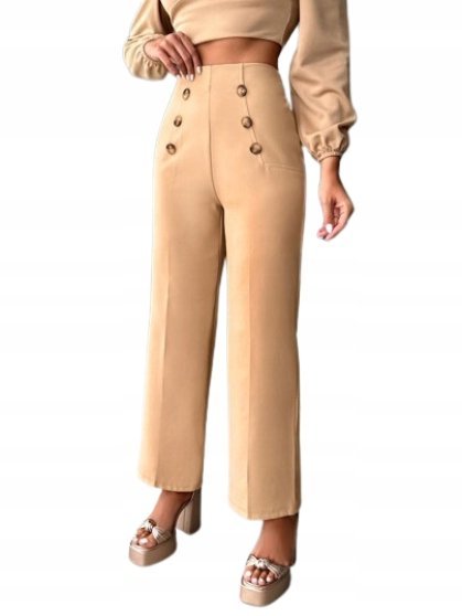 SHEIN SPODNIE ELEGANCKIE DLA NISKICH KOBIET BRĄZOWE 34 Ł6D