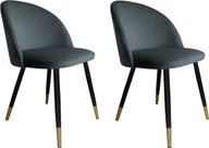 Krzesła - Atos Zestaw krzeseł CLAUDINE 1 BL VELVET GOLD 2 szt ciemno szare - miniaturka - grafika 1