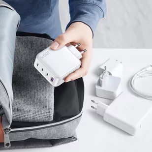 Szybka ładowarka GaN 3x USB-C USB 100W PPS PD Power Delivery biała - Ładowarki do telefonów - miniaturka - grafika 4