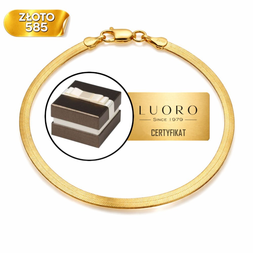 BRANSOLETA ZŁOTA 585 14K TAŚMA 19 CM ŻÓŁTA ELEGANCKA SUBTELNA