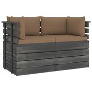 Sofy ogrodowe - vidaXL Ogrodowa sofa 2-osobowa z palet, z poduszkami, drewno sosnowe - miniaturka - grafika 1
