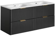 Szafki łazienkowe - Podwójna Szafka 60 cm ADEL BLACK z umywalką SKY 120D - miniaturka - grafika 1