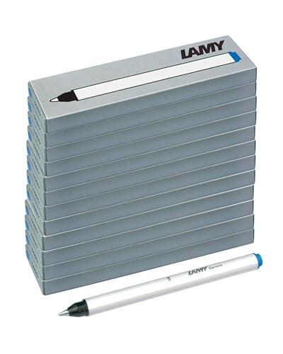LAMY T11 wkłady do długopisu kulkowego, zestaw 12 sztuk z dużym zapasem atramentu i końcówką do pisania ze stali nierdzewnej w kolorze niebieskim (zmywalnym), do długopisów kulkowych, model 311 Lamy