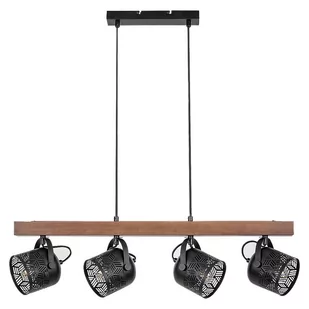 Rabalux Rotem 3300 lampa wisząca zwis 4x40W E14 czarna/drewniana - Lampy sufitowe - miniaturka - grafika 1