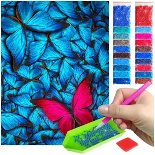 Haft Diamentowy ARTULIO, Obraz DIY 5D, Diamond Painting, Mozaika diamentowa 30x40cm (Karmazynowy motyl w towarzystwie) + zestaw akcesoriów - Malowanie po numerach - miniaturka - grafika 1
