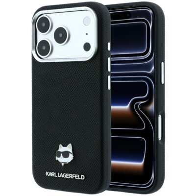 Etui KARL LAGERFELD Grained Choupette Head Metal MagSafe do Apple iPhone 17 Pro Max/18 Pro Max Czarny
