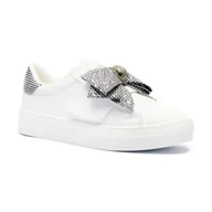 Buty dla dziewczynek - Kurt Geiger Skórzane sneakersy MINI LANEY BOW - miniaturka - grafika 1