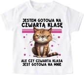 Koszulki dla dziewczynek - Koszulka dla dziewczynki na rozpoczęcie 4 klasy - JESTEM GOTOWA NA 4 KLASĘ - miniaturka - grafika 1