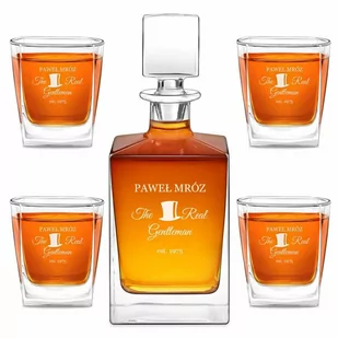 Karafka do whisky cube z 4 szklankami i grawerem - Karafki - miniaturka - grafika 1