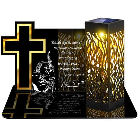 ZNICZ SOLARNY LED WIECZNY PODSTAWKA NA CMENTARZ GRÓB lampka Krzyż 3D