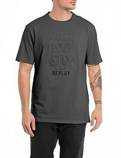 Koszulki męskie - Replay koszulka męska regular fit, Tytan 291, S - grafika 1