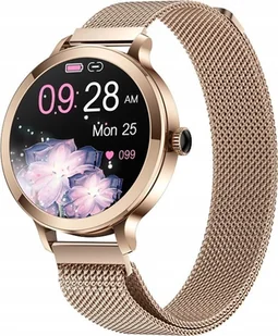 Veltori VT340-1 Złota Bransoleta + Różowy Pasek Silikonowy - Smartwatch - miniaturka - grafika 1