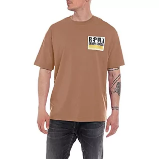Koszulki męskie - Replay M6497 T-shirt męski, 227 brązowy, L, 227 brązowy, L - grafika 1