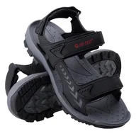Sandały męskie - Męskie Sandały HI-TEC LUBISER 34837-BLK/D GY/RED – Czarny - miniaturka - grafika 1