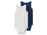 Body dla niemowląt - lupilu® Body niemowlęce z bawełny organicznej, 2 sztuki (Biały-niebieski, 50/56) - miniaturka - grafika 1