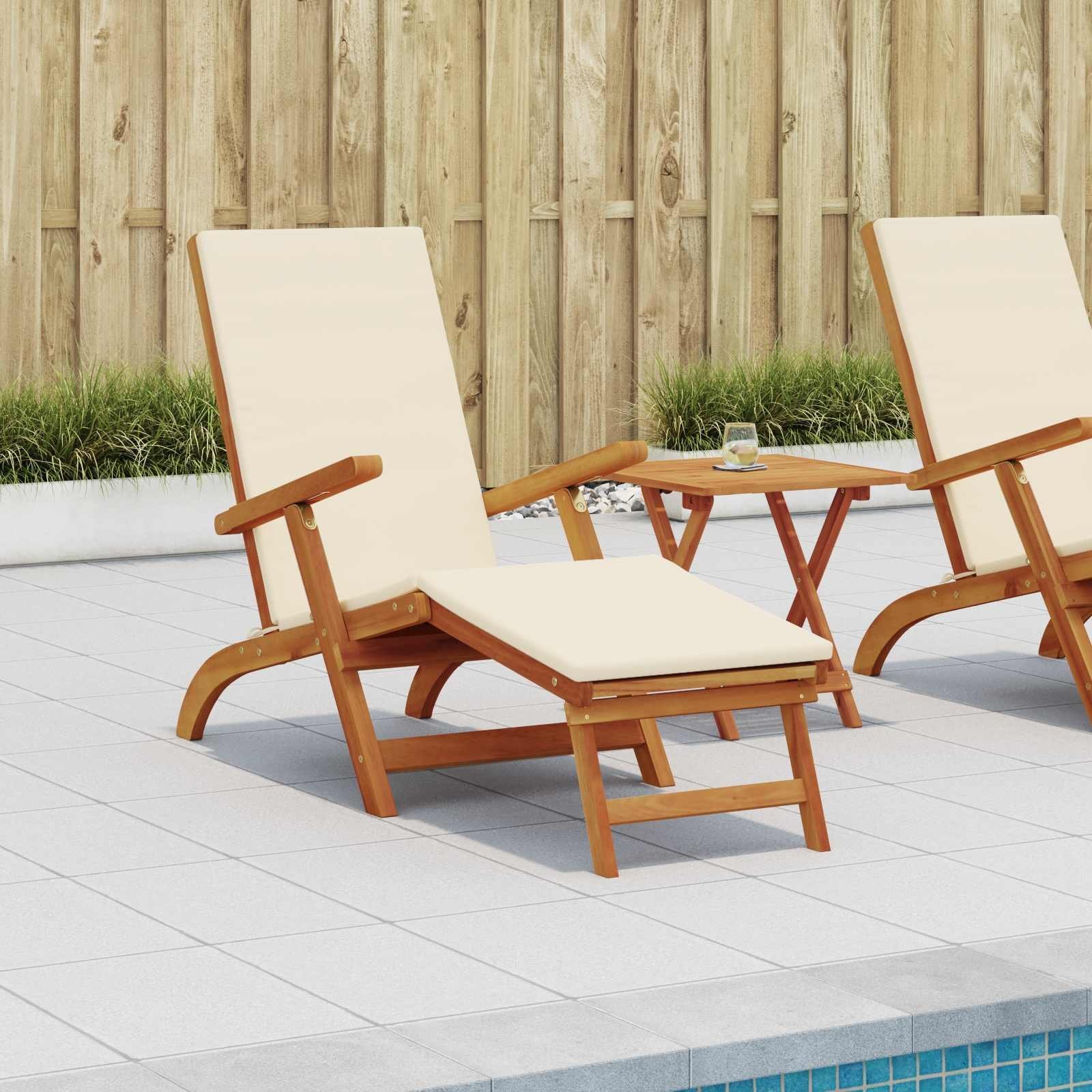 vidaXL Leżak z funkcją pochylania i składania 2 pcs Lite Drewno Akacji 3415402