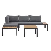 Meble ogrodowe - Beliani Zestaw ogrodowy 4-osobowy szary z jasnym drewnem PIENZA - miniaturka - grafika 1