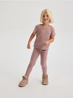 Koszulki dla dziewczynek - Reserved - Prążkowany t-shirt - fioletowy - miniaturka - grafika 1