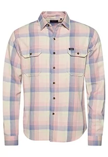Bluzy męskie - Superdry Vintage Flannel Shirt Bluza męska, Pink Twill Check, 3XL - grafika 1