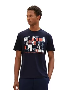 TOM TAILOR Męski T-shirt z nadrukiem z bawełny, 10668-sky Captain Blue, S, 10668-sky Captain Blue, S - Koszulki męskie - miniaturka - grafika 1