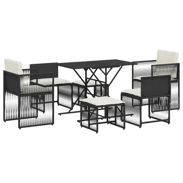 Zestaw Mebli Ogrodowych Rattan PE Czarny, Stół 104x56x72 cm, Fotele 50x52