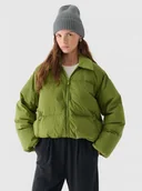 Kurtki damskie - Damska kurtka zimowa dwustronna z puchem naturalnym Outhorn OTHWAW24TDJAF641 - zielona - miniaturka - grafika 1
