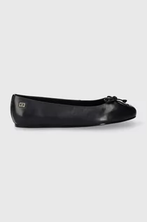 Baleriny - Tommy Hilfiger baleriny skórzane ESSENTIAL LEATHER BALLERINA kolor granatowy  FW0FW07768 - grafika 1