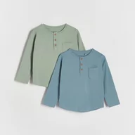 Koszulki dla chłopców - Reserved - Koszulka longsleeve z kieszenia 2 pack - Zielony - miniaturka - grafika 1