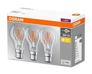 OSRAM Żarówka LED filament B22d 7W, ciepła biel, 3 szt. - Żarówki LED - miniaturka - grafika 1