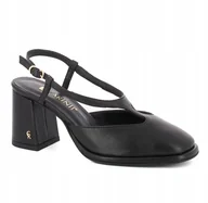 Czółenka - Czarne czółenka z paskiem Carinii B6426_-353 słupek skóra r.38 - miniaturka - grafika 1