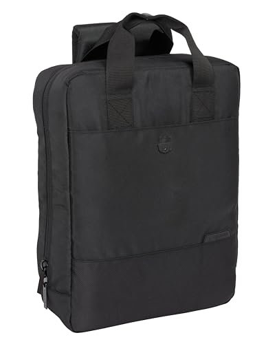 F.C. BARCELONA PREMIUM Plecak na laptopa 13,3'' i USB z klapą, idealny dla młodzieży w różnym wieku, wygodny i wszechstronny, jakość i wytrzymałość, 29 x 11 x 39 cm, czarny, Czarny (Black), Estándar,