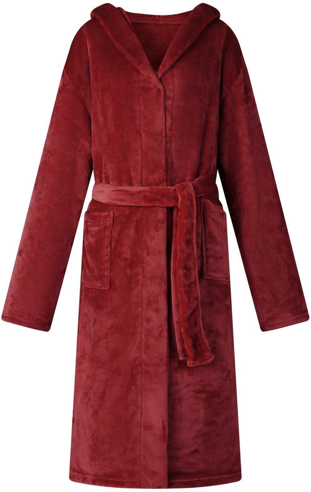 vidaXL vidaXL Szlafrok z kapturem Bordeaux Czerwony xl Flanela