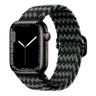 Akcesoria do smartwatchy - opaska pasek bransoleta NYLON LOOP APPLE Watch 1/2/3/4/5/6/7/8/9/10/Ultra 1/2/SE 42/44/45/46/49mm czarno zielona - miniaturka - grafika 1