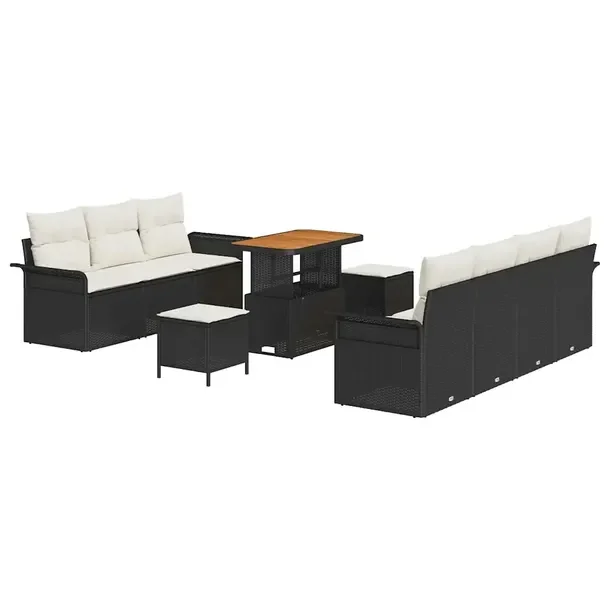 Modułowy Zestaw Sof Ogrodowych, Czarny, Rattan, 4 Elementy